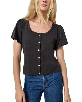 Lilla P Button Front Flutter Sleeve Shirt