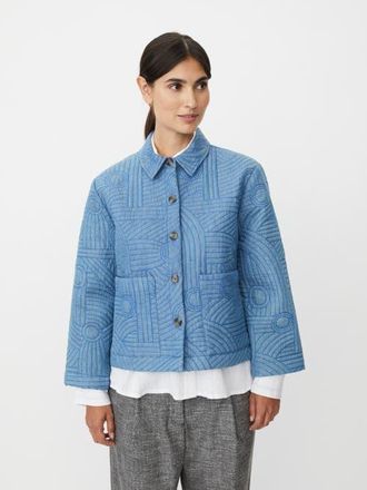Masai Jalindra Long Sleeve Quilted Jacket in Basic Denim at Nordstrom, Size Xx-Large