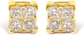 House of Brilliance 14K Yellow Gold 1/4 Ct Invisible Princess Square Stud Earring at Nordstrom