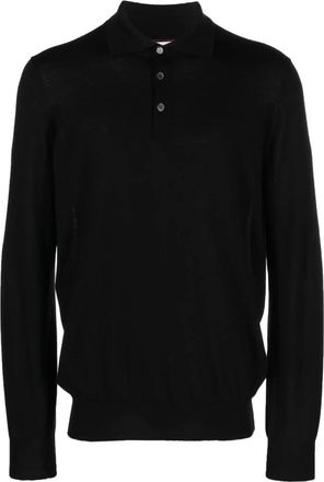 Brunello Cucinelli Luxe Polo Shirt van Wol en Kasjmier - Heren - Polos - Zwart - M - Wol - Tops
