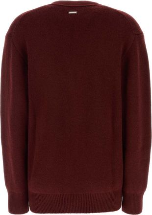 Ferragamo Womens Burgundy Cashmere Blend Cardigan Bordeaux Maglieria Sweater