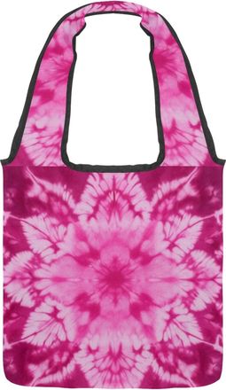 Generic Pink Tie Dye Reversible Canvas Shoulder Tote - Double-Sided Print, 12oz Cotton, 27cm Drop, Fold-Flat Bag for Travel, Shopping, Street Outings