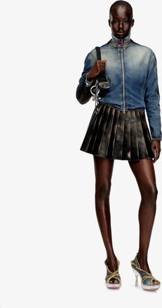 Diesel Womens Skirt O-Saka-Mini Faux Leather Black Polyester