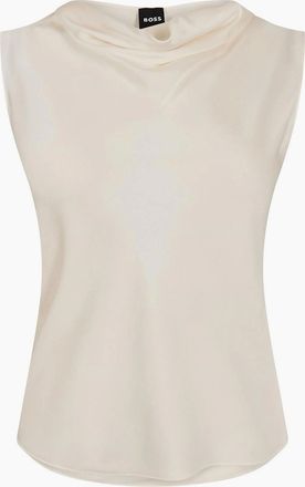 HUGO BOSS Womens Cowl Neck Sleeveless Shell Blouse - White - Size: 14