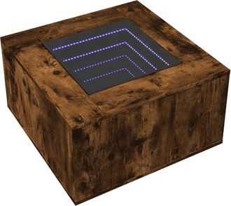 vidaXL Coffee Table with led Smoked Oak 60x60x40 cm Engineered Wood Vidaxl