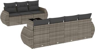 vidaXL Vidaxl - Set De Sof&aacute;s De Jard&iacute;n 8 Pzas Y Cojines Rat&aacute;n Sint&eacute;tico Gris