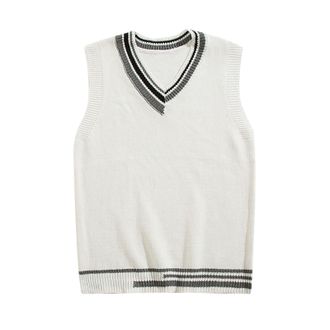 Generic Winter Mens Trend Loose Sleeveless Jumper Vest Fluffy Cardigan Men, White, XL