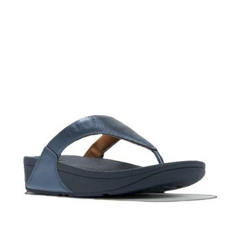FitFlop Lulu Leather Toe Post Sandals in Metallic Cosmic Blue at Nordstrom, Size 10