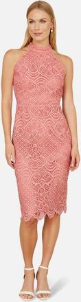 Yumi Lace Halter Neck Dress in Pink at Nordstrom, Size 10