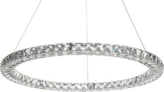 Beliani Lampadario Rotondo Cristallo E Metallo Argento Con Led Integrati Magat