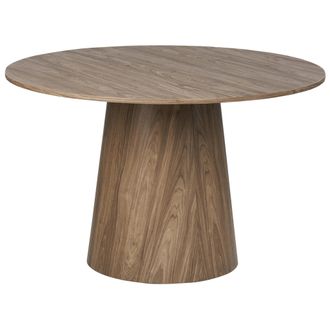 Beliani Beliani - Mesa De Comedor Redonda Estilo Tradicional Base De Pedestal Efecto Madera Oscura Oyen