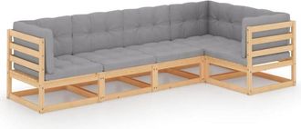 vidaXL Vidaxl - Juego De Muebles De Jard&iacute;n 5 Pzas Y Cojines Madera Pino Maciza