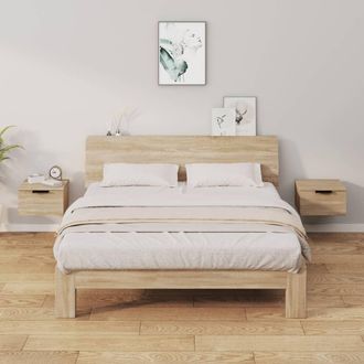 vidaXL Vidaxl - Mesita De Noche De Pared 2 Uds Color Roble Sonoma 34x30x20 Cm
