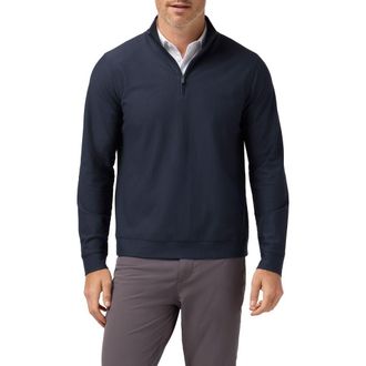 Mizzen+Main Easton Textured Quarter Zip Pullover in Navy at Nordstrom, Size Xx-Large