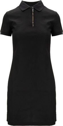 Burberry Polo-stijl mini jurk - Dames - Korte kleedjes - Zwart - L - Katoen - Kleedjes