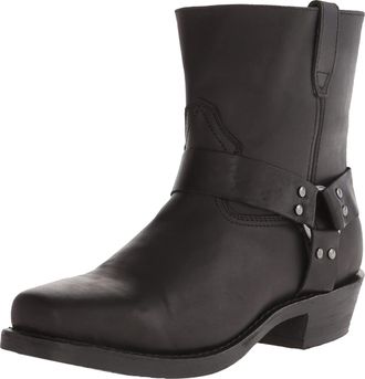 Generic o Adjustable Leather Strap Mens High Heel Hardware Strap Western Cowboy Boots Couples Size Boots (Black, 5.5)