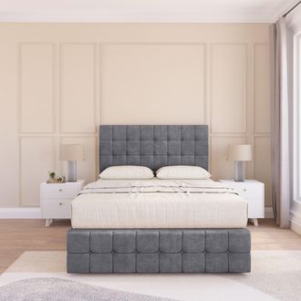 Sloomy Berlin Coniston Bed Set, No Drawers Mattress & 54 Headboard in Dark Grey | Size: Small Single