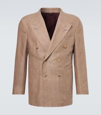 Rubinacci Herringbone linen and wool blazer