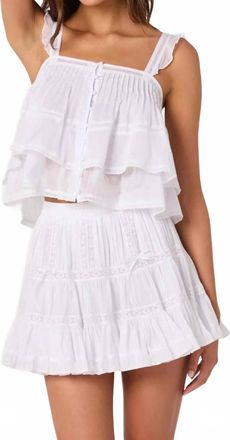 Astr Delia Tiered Ruffle Mini Skirt In White