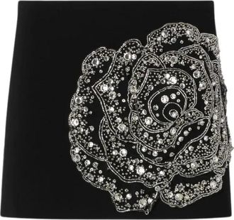 Pinko Pinko, Rokken, Dames, Zwart, S, Cavolfiore Gonna Double Armoure Ricamo