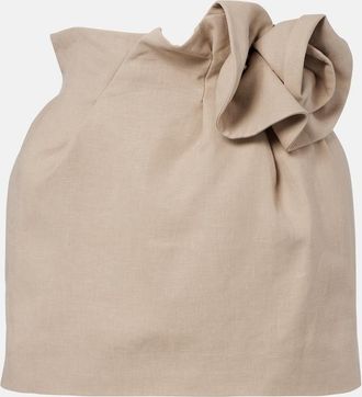 Magda Butrym Floral-appliqu&eacute; linen miniskirt