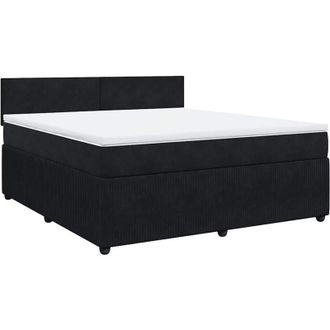 vidaXL Vidaxl - Cama Box Spring Con Colch&oacute;n Terciopelo Negro 180x200 Cm