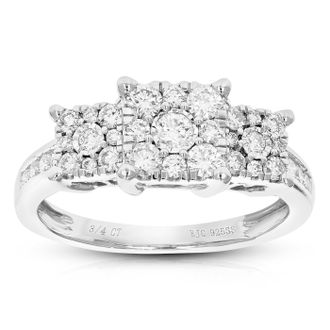Vir Jewels 3/4 cttw Lab Grown Diamond Engagement Ring in Sterling Silver For Women