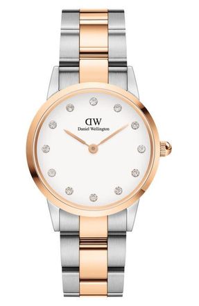 Daniel Wellington Iconic Lumine Bracelet Watch, 28mm in Rose Gold/Silver at Nordstrom