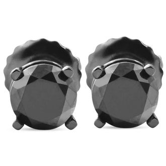 Pompeii3 2 TCW 14k Black Gold Round Black Diamond Screw Back Studs Earrings