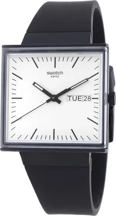 Swatch What If...Black Quartz White Dial Unisex Watch SO34B700
