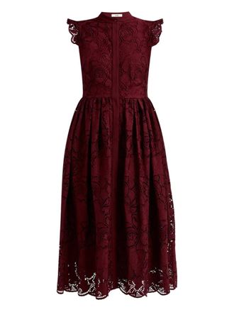 Erdem ruffled lace midi dress - Red