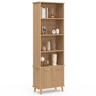IDMarket Etag&egrave;re Biblioth&egrave;que 4 Niveaux Juliette Avec Placard Effet Lattes