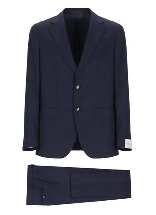 Caruso Blue Peak Lapel Wool Suit