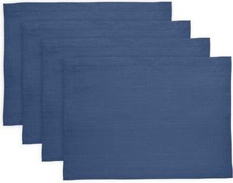 Solino Home Linen Placemats Set of 4, 14 x 19 Inch for Dining Table, Holiday and Everyday Table Decor - Diana in Vintage Blue at Nordstrom, Size