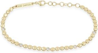 Zo&euml; Chicco 14K Gold Diamond Bezel Disc Link Tennis Bracelet in 14K Yellow Gold at Nordstrom, Size 7