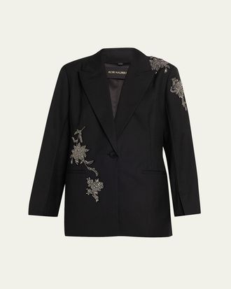 Kobi Halperin Lariz Single-Button Crystal Applique Jacket