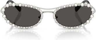 Swarovski 56mm Oval Sunglasses in Silver /Dark Grey at Nordstrom