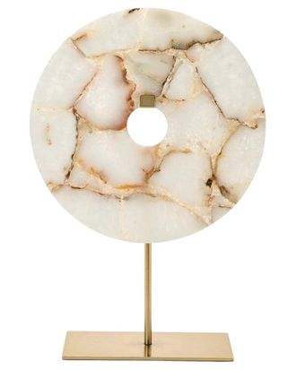 Tozai Home Home Genuine Agate Round Disc Sculpture On Iron Base