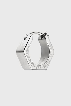 Diesel Stainless steel single hoop earring - Earrings - Unisex - Silver