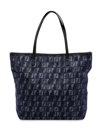 Fendi 2000-2010 Zucchino Denim tote bag - women - Calf Leather/Denim/Leather - One Size - Blue