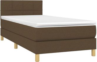 vidaXL Cama Box Spring Con Colch&oacute;n Led Tela Marr&oacute;n Oscuro 80x200 Cm Vidaxl