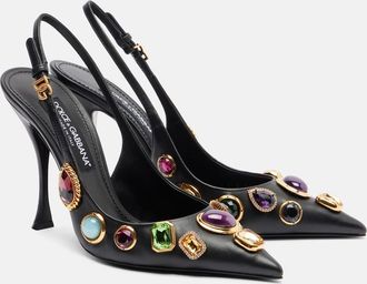 Dolce & Gabbana Pumps slingback DG in pelle con cristalli