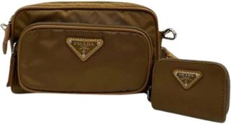Prada Pre-owned Nylon Crossbody Bag - Dames - Vintage Schoudertas - Bruin - ONE Size - Nylon - Vintage