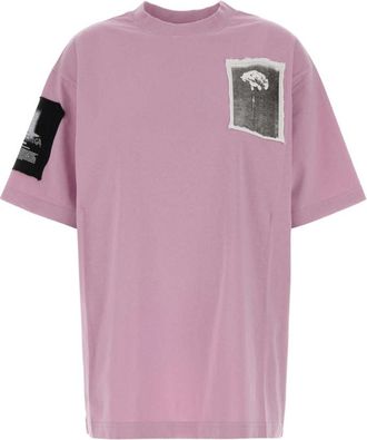 Balenciaga Pink Graphic Crew Neck T-Shirt