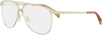 Celine Glasses, female, Yellow, Size: 59 MM Semi-shiny Metal Pilot Eyeglasses