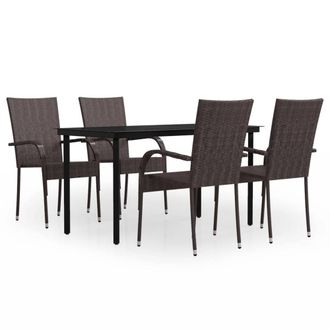 Berkfield Home 5 Piece Outdoor Dining Set Brown & Black