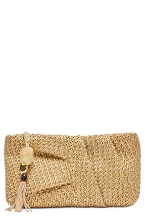 Dolce Vita Lorena Woven Raffia Clutch in Gold at Nordstrom