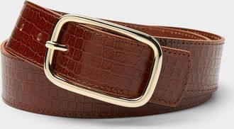 Herbert Fr&egrave;re Soeur Womens Sabin croc leather wide belt
