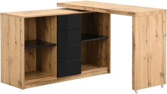 Vente-Unique Vente-unique - Scrivania allungabile con piano girevole a 360° mdf Naturale e Nero - pavelo