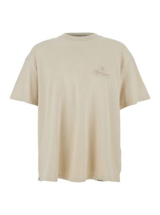 Represent White Crewneck T-Shirt With Logo Lettering On The Front And Maxi Logo Print On The Rear In Cotton Man